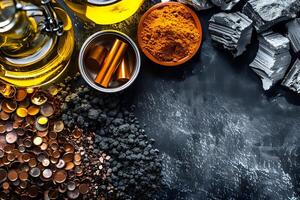 Exploring the Composition of Minerals. An Examination of Various Ore Samples, Including Metals and Compounds, with Detailed Analysis of Their Physical Properties and Chemical Structures. photo
