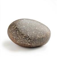 Grey river stone with a smooth texture and rounded shape placed on a white surface photo