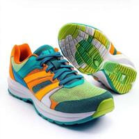 Colorful running shoes designed for performance and comfort on various terrains photo