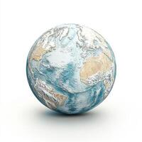 Global representation of Earth showcasing continents and oceans in a realistic 3D design photo