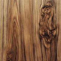 Richly textured hardwood surface showcasing natural grain patterns and unique knots typical of fine woodworking photo