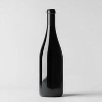 Elegant black wine bottle with a sleek design displayed against a plain background photo