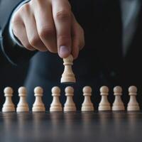 Strategic move made by a player during an intense chess match in a quiet indoor setting photo