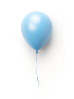 Bright blue balloon floating against a white background in a festive atmosphere suitable for celebrations photo