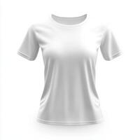 Plain white t-shirt displayed on a neutral backdrop for fashion and design purposes photo