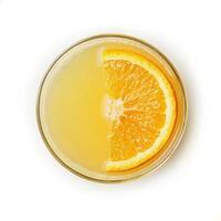 Refreshing orange juice served in a glass with a slice of orange on the rim and vibrant colors enhancing its appeal photo