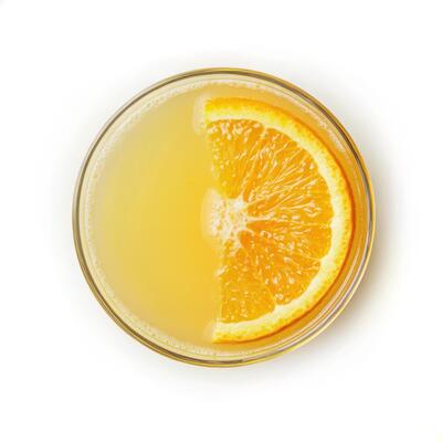 Refreshing orange juice served in a glass with a slice of orange on the rim and vibrant colors enhancing its appeal