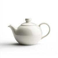 Elegant white teapot placed on a plain background enhances minimalist kitchen decor for tea lovers photo