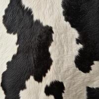 Close-up view of black and white cowhide showcasing unique fur patterns and textures in natural light photo