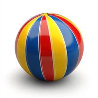 Colorful beach ball resting on a flat surface, ready for fun and games during summer activities photo
