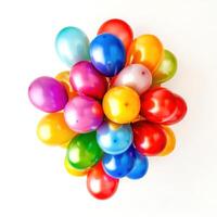 Colorful assortment of balloons arranged together for a fun celebration in a festive setting photo