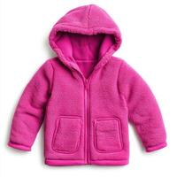 Bright pink fleece jacket for children displayed against a neutral background for winter apparel showcase photo