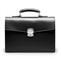Stylish black leather briefcase perfect for professionals in office environments and business meetings photo