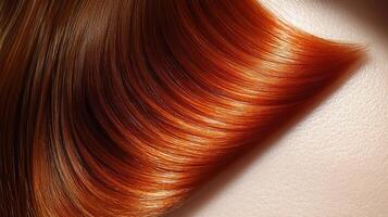 Strands of radiant red hair flow beautifully, catching light and creating a stunning visual effect photo