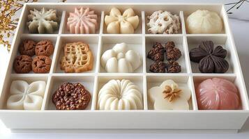 Artisanal sweets feature intricate designs and vibrant colors, inviting admiration photo