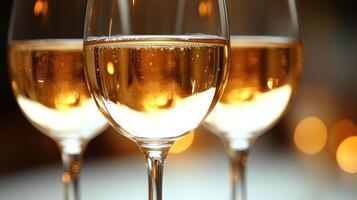 Toasting with sparkling beverages, the ambiance shines softly with warm golden tones photo