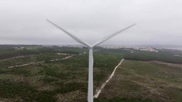 Wind turbines generating renewable energy under a cloudy sky highlight the importance of sustainable power solutions video