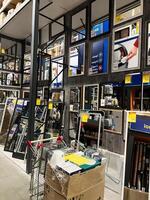 Kyiv, Ukraine - January 03, 2025 Wall Mirrors Displayed in a Retail Store Showing Various Styles and Dimensions photo