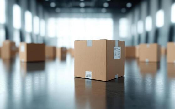 Packing area with labeled boxes ready for shipment, organized and efficient photo