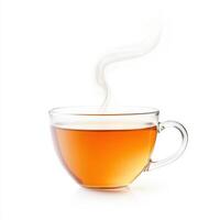 freshly brewed cup of tea with steam rising, inviting warmth and comfort photo