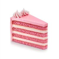 Delight in this vibrant pink ombre cake slice, featuring soft layers and creamy frosting, perfect for celebrations photo