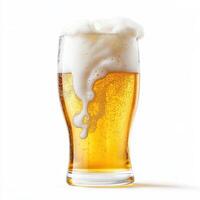 cold glass of craft beer with frothy foam, showcasing its golden color and refreshing bubbles. Perfect for any occasion photo