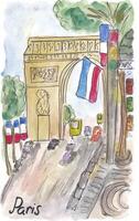 a watercolor drawing of the arc de triomphe in paris vector