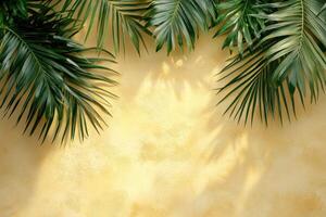 Artistic Play of Palm Leaf Shadows on a Light Cream Wall for Various Creative Uses photo