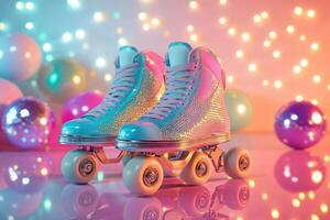 Vibrant Retro Pop Art Roller Skates Perfect for Fashion and Decor Enthusiasts photo