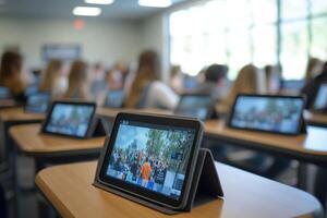 High School Classroom Featuring Tablets for Interactive Learning Experiences photo