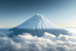 Breathtaking View of a Snow Capped Mountain Peak Rising Above the Clouds in Gigapixel Quality photo