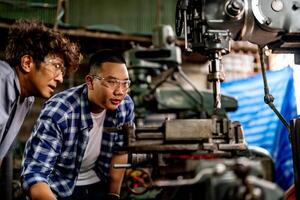 The process of rolling steel in a lathe machine highlights precision and attention to detail in metalworking. photo