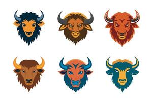 Retro Vintage Buffalo Head Bundle. Rustic Charm in Every Detail vector