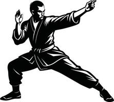 Kung Fu Master Silhouette Strike Pose vector