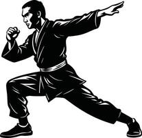 Kung Fu Master Action Silhouette vector