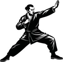 Kung Fu Fighter in Action Pose vector