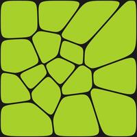 A green abstract pattern featuring irregular polygonal shapes, resembling stained glass or a cellular structure, outlined in black and enclosed in a square frame. vector