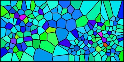 A vibrant blue multicolored abstract pattern featuring irregular polygon shapes outlined in bright blue, creating a striking, modern and dynamic stained glass-like design. vector