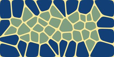 Abstract geometric pattern featuring irregular green and blue shapes with yellow outlines, resembling a mosaic or stained glass effect. vector