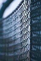 Abstract shot of a green wire mesh fence with defocusing effect photo