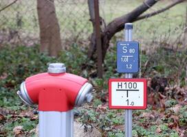 Fire hydrant with sign in Germany. photo