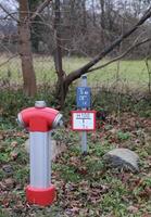 Fire hydrant with sign in Germany photo
