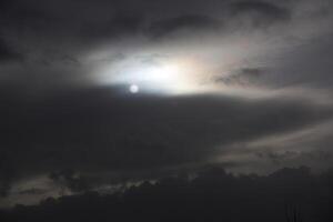 Sun shining through an impressive and dense cloudscape. photo