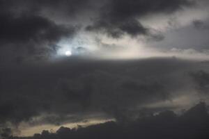 Sun shining through impressive and dense cloudscape photo