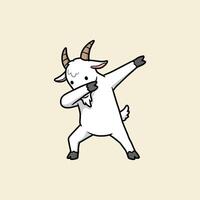 A stylized cartoon goat is depicted performing the dab dance, showcasing a playful and energetic pose. vector