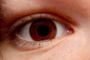 Eye close-up with vortex effect around the pupil. photo