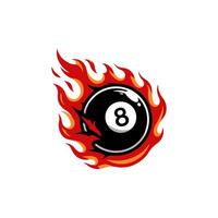 A graphic design featuring a flaming eight ball, symbolizing intense pool competition. vector