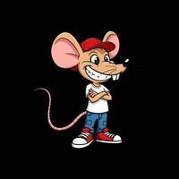A cheerful cartoon mouse in casual attire stands with arms crossed and a big smile. vector