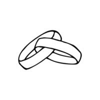 two rings interlocked like chain links - hand drawn line art vector