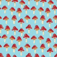 Seamless pattern with red amanita fly-agaric mushroom vector